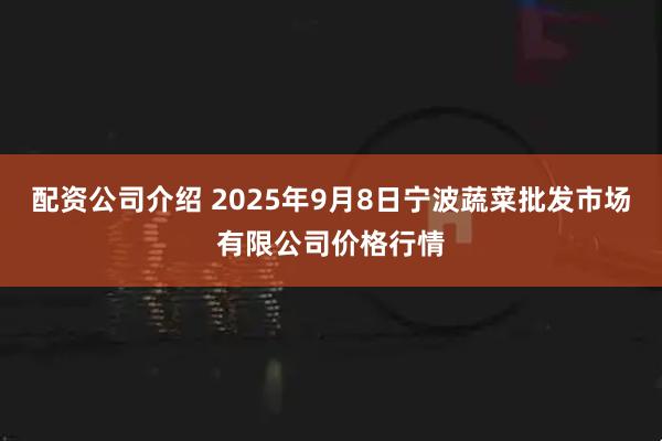 配资公司介绍 2025年9月8日宁波蔬菜批发市场有限公司价格行情