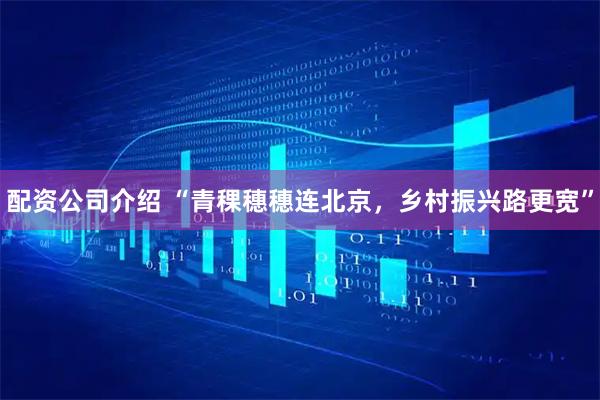 配资公司介绍 “青稞穗穗连北京，乡村振兴路更宽”